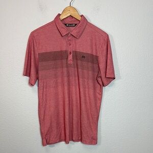 COPY - Travis Mathew Heather Red Striped Polo